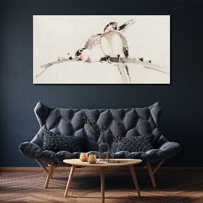 Tableau imprimé sur toile Inséparables sur une branche