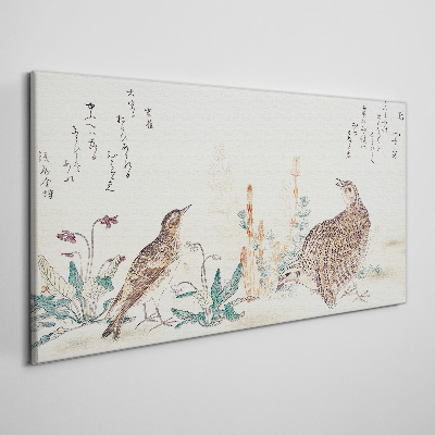 Tableau imprimé sur toile Oiseaux sur fond de végétation