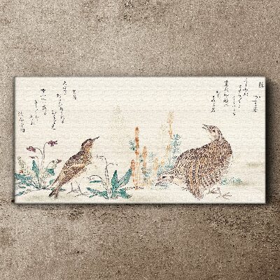 Tableau imprimé sur toile Oiseaux sur fond de végétation