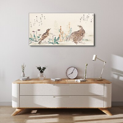 Tableau imprimé sur toile Oiseaux sur fond de végétation