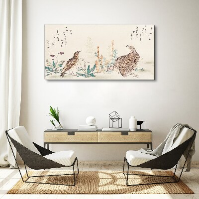 Tableau imprimé sur toile Oiseaux sur fond de végétation