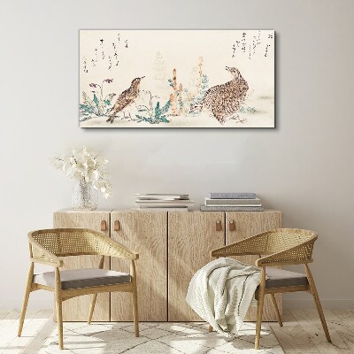 Tableau imprimé sur toile Oiseaux sur fond de végétation