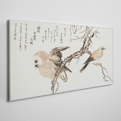 Tableau imprimé sur toile Oiseaux sur une branche