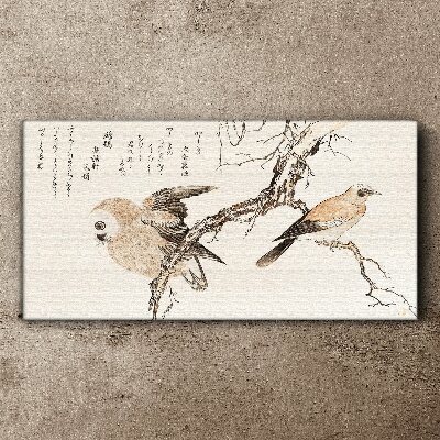 Tableau imprimé sur toile Oiseaux sur une branche