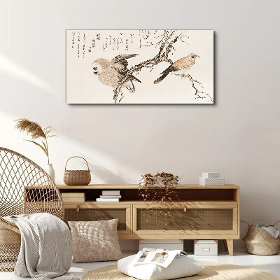 Tableau imprimé sur toile Oiseaux sur une branche