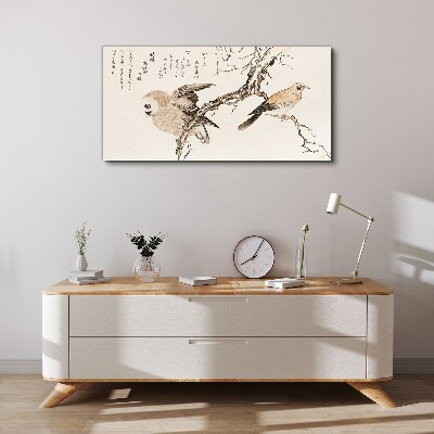 Tableau imprimé sur toile Oiseaux sur une branche