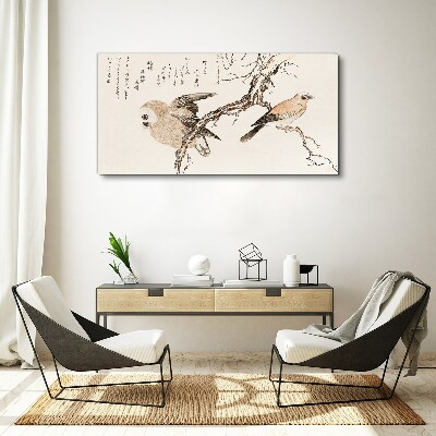Tableau imprimé sur toile Oiseaux sur une branche