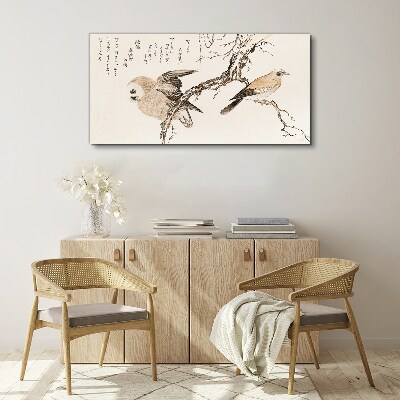 Tableau imprimé sur toile Oiseaux sur une branche