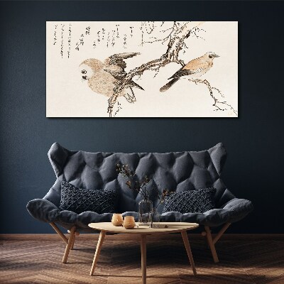 Tableau imprimé sur toile Oiseaux sur une branche