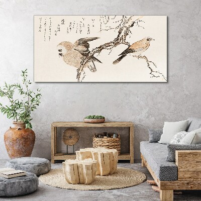 Tableau imprimé sur toile Oiseaux sur une branche