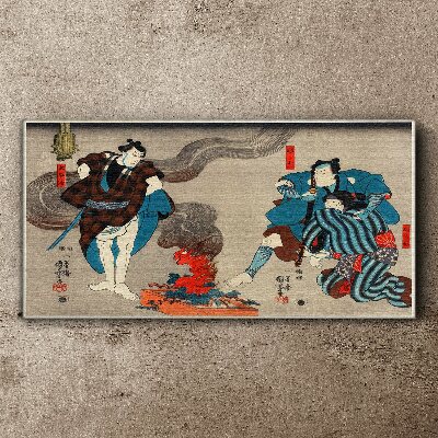 Tableau imprimé sur toile Scène de feu de joie de style traditionnel