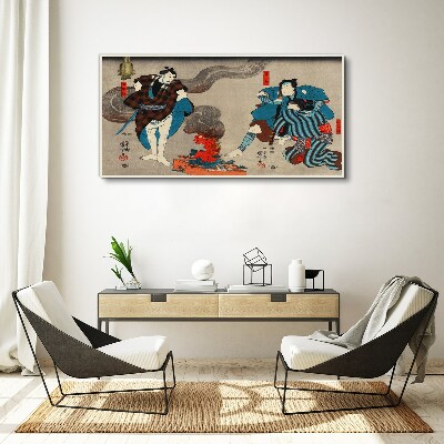 Tableau imprimé sur toile Scène de feu de joie de style traditionnel