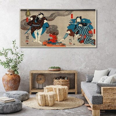 Tableau imprimé sur toile Scène de feu de joie de style traditionnel