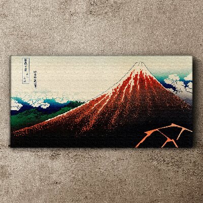 Tableau sur toile Le volcan Fuji aux couleurs du Japon