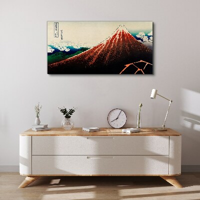 Tableau sur toile Le volcan Fuji aux couleurs du Japon