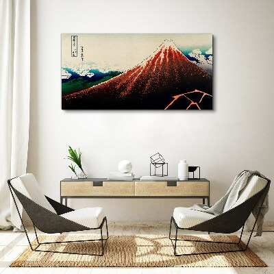 Tableau sur toile Le volcan Fuji aux couleurs du Japon