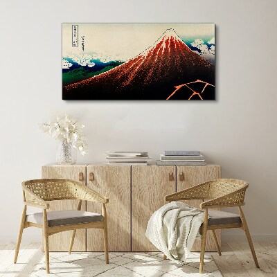 Tableau sur toile Le volcan Fuji aux couleurs du Japon