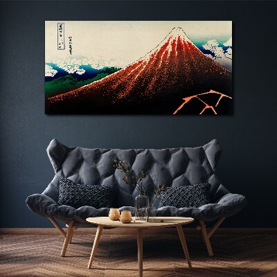 Tableau sur toile Le volcan Fuji aux couleurs du Japon
