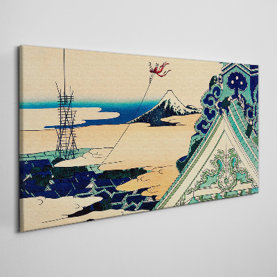 Tableau imprimé sur toile Paysage d'hiver avec un cerf-volant