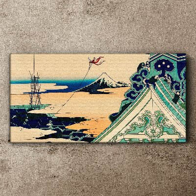 Tableau imprimé sur toile Paysage d'hiver avec un cerf-volant