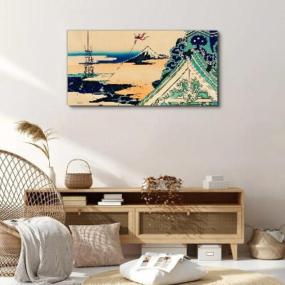 Tableau imprimé sur toile Paysage d'hiver avec un cerf-volant