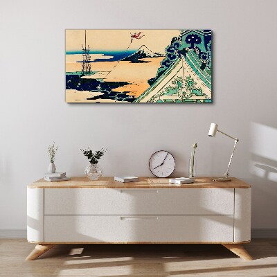 Tableau imprimé sur toile Paysage d'hiver avec un cerf-volant