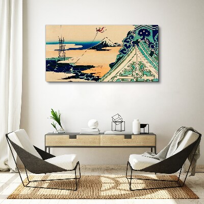 Tableau imprimé sur toile Paysage d'hiver avec un cerf-volant