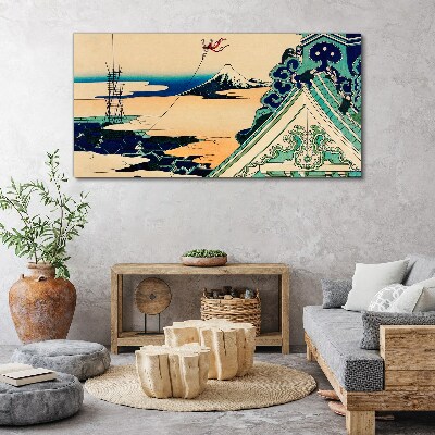 Tableau imprimé sur toile Paysage d'hiver avec un cerf-volant