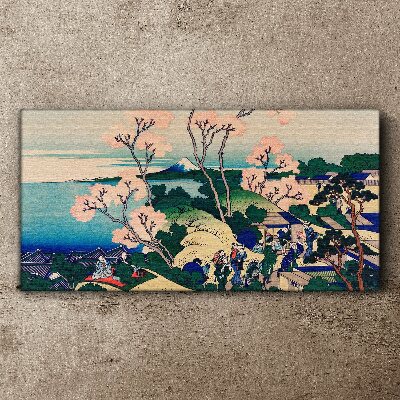 Tableau toile imprimée Paysage de printemps avec le mont Fuji