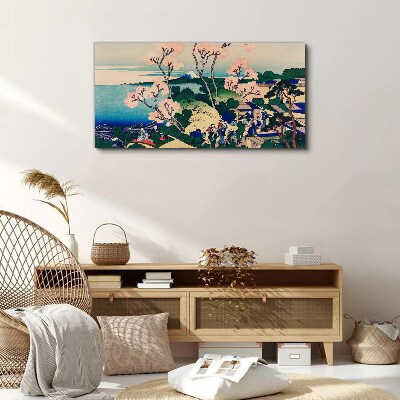 Tableau toile imprimée Paysage de printemps avec le mont Fuji