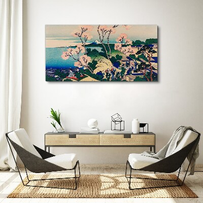 Tableau toile imprimée Paysage de printemps avec le mont Fuji