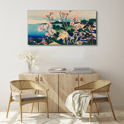 Tableau toile imprimée Paysage de printemps avec le mont Fuji