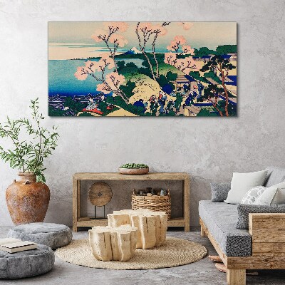 Tableau toile imprimée Paysage de printemps avec le mont Fuji