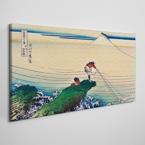 Tableau imprimé sur toile Pêcheurs au bord de la mer
