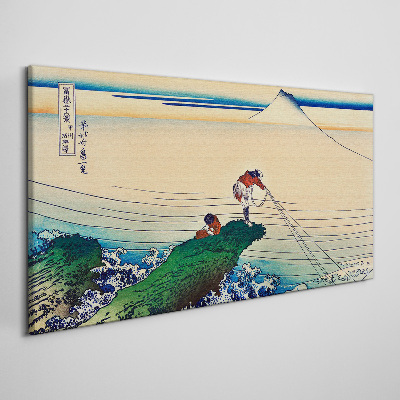 Tableau imprimé sur toile Pêcheurs au bord de la mer