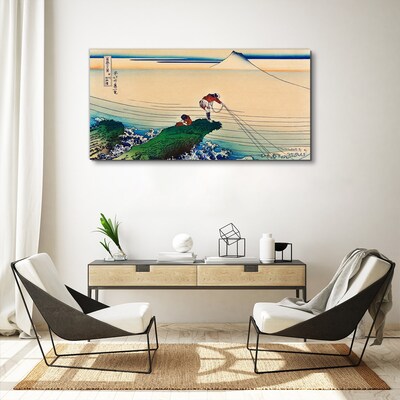 Tableau imprimé sur toile Pêcheurs au bord de la mer