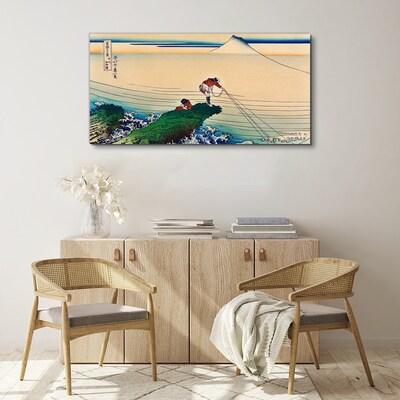 Tableau imprimé sur toile Pêcheurs au bord de la mer