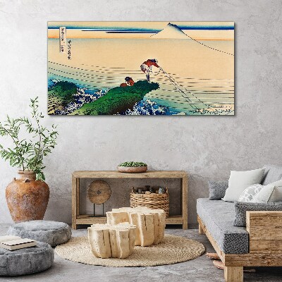 Tableau imprimé sur toile Pêcheurs au bord de la mer