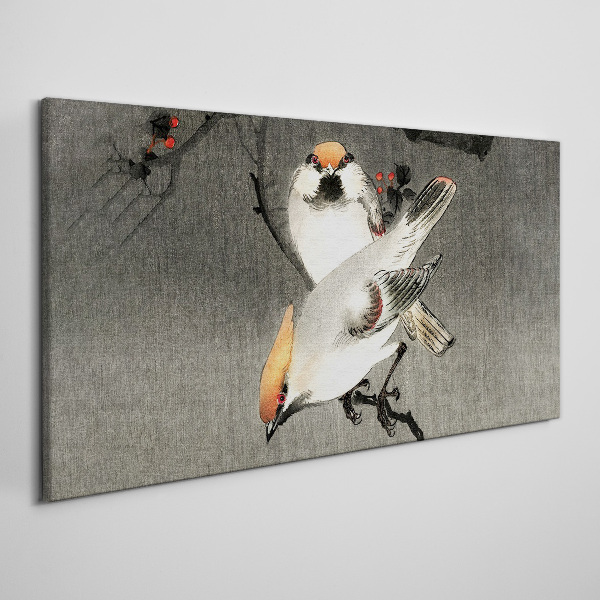 Tableau imprimé sur toile Oiseaux sur une branche