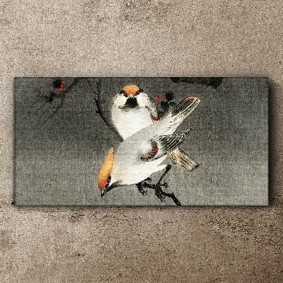 Tableau imprimé sur toile Oiseaux sur une branche