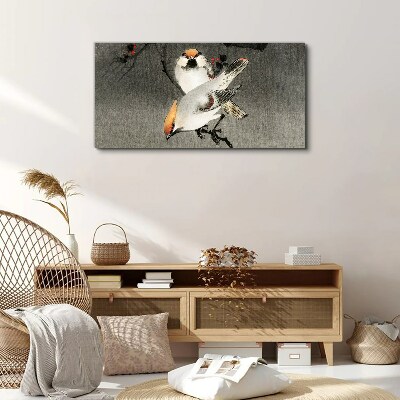 Tableau imprimé sur toile Oiseaux sur une branche