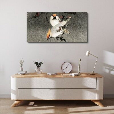 Tableau imprimé sur toile Oiseaux sur une branche