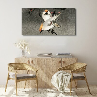 Tableau imprimé sur toile Oiseaux sur une branche