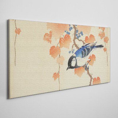 Tableau imprimé sur toile Oiseau sur un fond de vigne