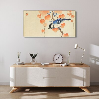 Tableau imprimé sur toile Oiseau sur un fond de vigne