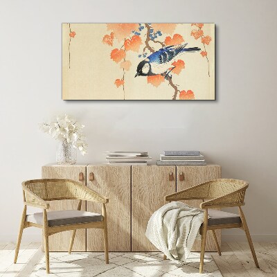 Tableau imprimé sur toile Oiseau sur un fond de vigne