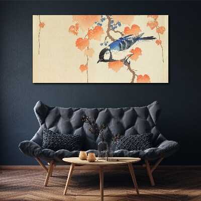 Tableau imprimé sur toile Oiseau sur un fond de vigne