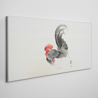 Tableau imprimé sur toile Coq et poule à la japonaise