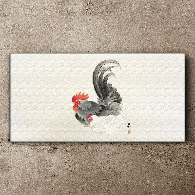 Tableau imprimé sur toile Coq et poule à la japonaise