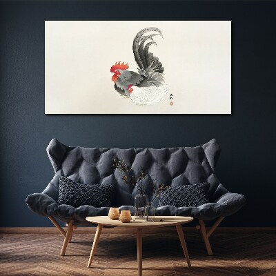 Tableau imprimé sur toile Coq et poule à la japonaise